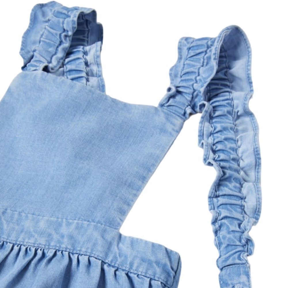 ZARA Kids Blue Chambray Ruffle Strap Dress NWT Size 5/6 - Picture 4 of 5